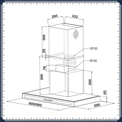 Kügerr F10S 60 cm Stainless Steel Wall Mount Range Hood - 3