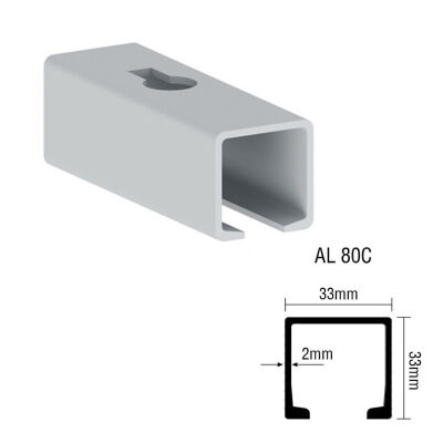 Mepa Al 80C Aluminum Glass Door Sliding System Rail 3 Meters - 1