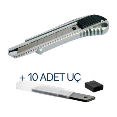 Metal Falçata Maket Bıçağı + 10 Adet Yedek Uç Hediyeli - 1