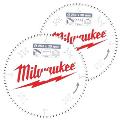 Milwaukee 254x30mm 60T/80T Wood Circular Saw Blade 2-Piece - 2