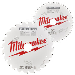 Milwaukee Circular Saw Blade 190mm 24T & 48T 2-Pack - Milwaukee