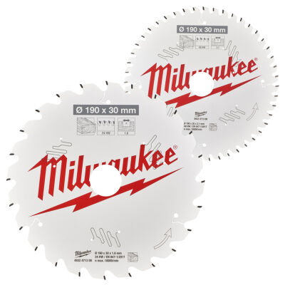 Milwaukee Circular Saw Blade 190mm 24T & 48T 2-Pack - 1