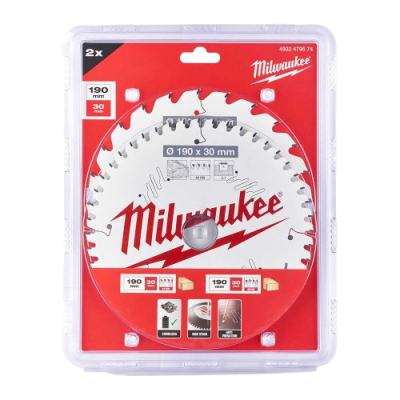 Milwaukee Circular Saw Blade 190mm 24T & 48T 2-Pack - 2