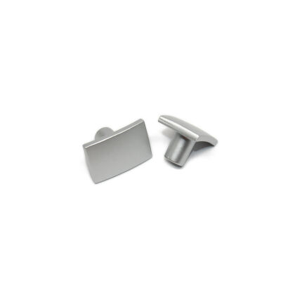 Nobel Button Handle Angular Matte Chrome - 2