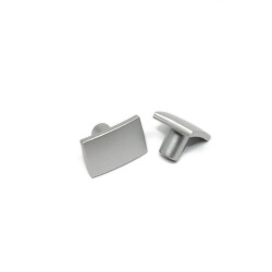 Nobel Button Handle Angular Matte Chrome - 1