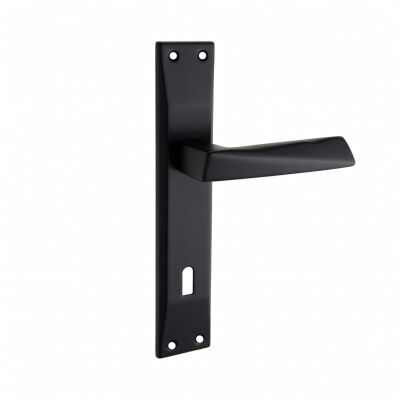 Nobel Penta Aluminum Lever Door Handle on Plate for Yale Lock Matte Black - 1