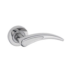 Nobel Room Door Handle on Rosette Satin Nickel - 1
