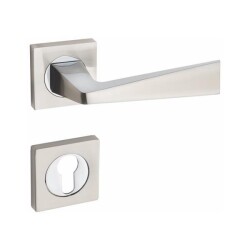 Ozen Door Handle Esta Zmk Chrome Satin Square Rosette - Özen