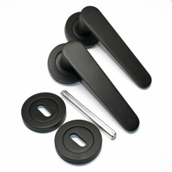 Ozen Door Handle Kaira Zinc Alloy Matte Black Round Rosette Room - Özen