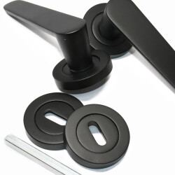 Ozen Door Handle Kaira Zinc Alloy Matte Black Round Rosette Room - 2