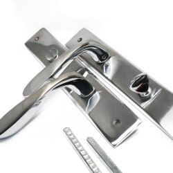 Ozen Door Handle Lugo Zinc Alloy Chrome Satin Wc Mirrored 90Mm - 2