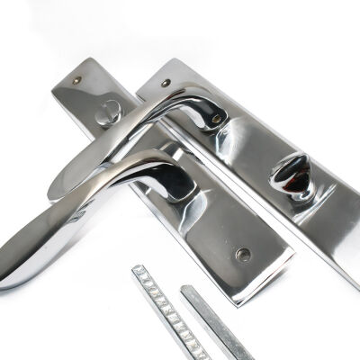 Ozen Door Handle Lugo Zinc Alloy Chrome Satin Wc Mirrored 90Mm - 2