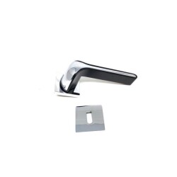 Ozen Door Handle Posh Zamak Chrome Black Square Rosette Room - 1