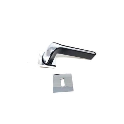 Ozen Door Handle Posh Zamak Chrome Black Square Rosette Room - 1