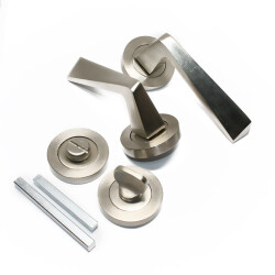 Ozen Door Handle Pyramid WC Type Aluminium Rosette Satin - 1
