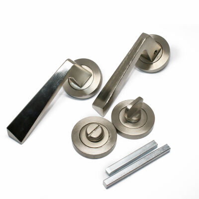 Ozen Door Handle Pyramid WC Type Aluminium Rosette Satin - 2