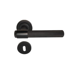 Özen Punch Interior Door Handle with Round Rosette Zamac Matte Black - 1