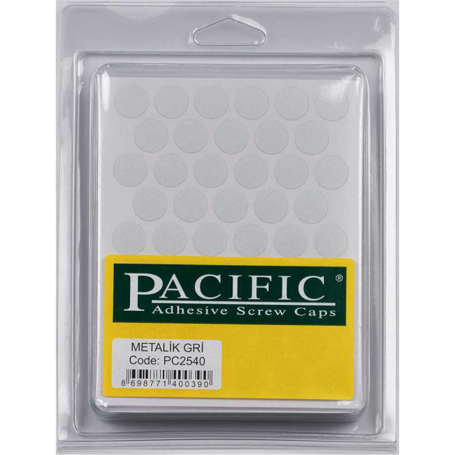 Pacific Yapışkanlı Vida Tapası 14Mm Metalik Gri (1 Paket - 50 Adet)
