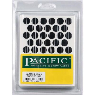 Pacific Yapışkanlı Vida Tapası 14Mm Parlak Yağmur Siyah (1 Paket - 50 Adet) - 1