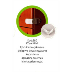 Plastic Corner Lock White (Child Safety Product) - Güzel Hırdavat