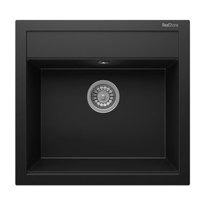 Real Stone K004 Olympos 56 Granite Kitchen Sink Black - 1