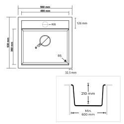 Real Stone K004 Olympos 56 Granite Kitchen Sink Black - 2