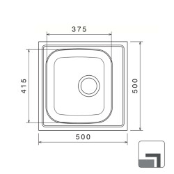 Renno DE-123 Stainless Steel Built-in Sink 50x50 cm - 2