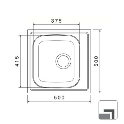 Renno DE-123 Stainless Steel Built-in Sink 50x50 cm - 2