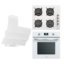 Renno Dijital Beyaz Ankastre Üçlü Set ( RN01F5DW Fırın - RN03D30 Davlumbaz - RN02O27 Ocak ) - Renno