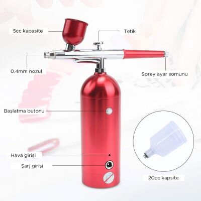 Rox 0068 Entegre Kompresörlü Akülü Airbrush Mini Boya Tabancası - 2