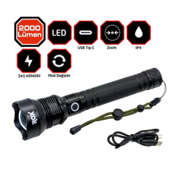 Rox 0212 Şarjlı Led El Feneri 2000 Lümen - ROX