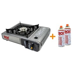 Rox Camping 0103 Gri Portatif Kamp Ocak - 2 Adet Rox Kamp Gazı Dahil - Rox