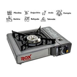 Rox Camping 0103 Gri Portatif Kamp Ocak - 2 Adet Rox Kamp Gazı Dahil - 2