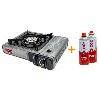 Rox Camping 0103 Gri Portatif Kamp Ocak - 2 Adet Rox Kamp Gazı Dahil - 1