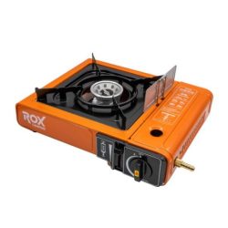 Rox Camping 0189 Tekli Portatif Kamp Ocak - Turuncu, Rüzgarlıklı, Ekstra Gaz Girişli - ROX