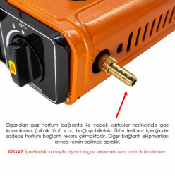 Rox Camping 0189 Tekli Portatif Kamp Ocak - Turuncu, Rüzgarlıklı, Ekstra Gaz Girişli - 3