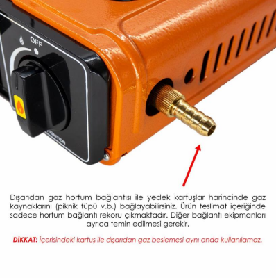 Rox Camping 0189 Tekli Portatif Kamp Ocak - Turuncu, Rüzgarlıklı, Ekstra Gaz Girişli - 3