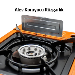 Rox Camping 0189 Tekli Portatif Kamp Ocak - Turuncu, Rüzgarlıklı, Ekstra Gaz Girişli - 4