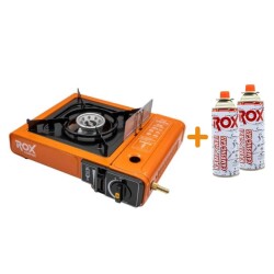 Rox Camping 0189 Turuncu Portatif Kamp Ocak - 2 Adet Rox Kamp Gazı Dahil - Rox