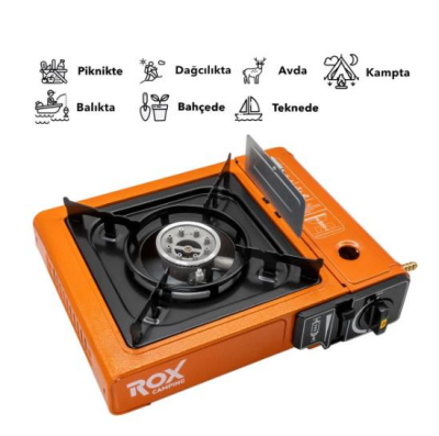 Rox Camping 0189 Turuncu Portatif Kamp Ocak - 2 Adet Rox Kamp Gazı Dahil - 2