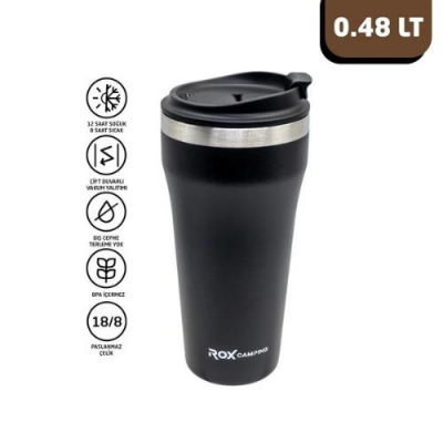 Rox Camping 0190 Kahve Termosu 0.48 Lt - Siyah - 1