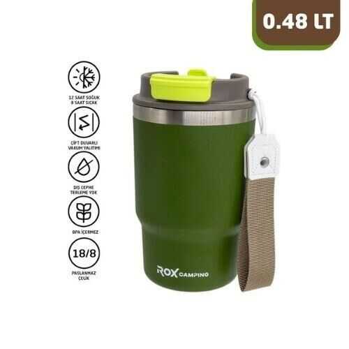 Rox Camping 0194 Pipetli Kahve Termosu 0.48 Lt - Yeşil
