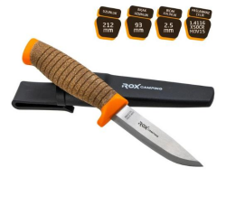 Rox Camping 0321 Bushcraft Plus Paslanmaz Çelik Kamp Bıçağı (Turuncu) - ROXCAMPING