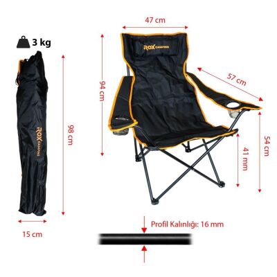 Rox Camping Katlanır Kamp Sandalyesi - Siyah - 2