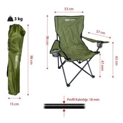 Rox Camping Katlanır Kamp Sandalyesi- Yeşil - 2