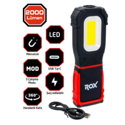 Rox Şarjlı Cep Tipi Çalışma Feneri 2000 Lümen - ROX