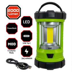Rox Şarjlı Kamp Feneri 2000 Lümen - ROXCAMPING