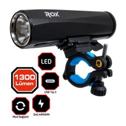 Rox Şarjlı Led Bisiklet Feneri 1300 Lümen - ROXCAMPING