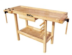Rox Wood 0110 İki Mengeneli Hobi Ahşap Oyma Marangoz Çalışma Tezgahı 150 cm - ROX WOOD