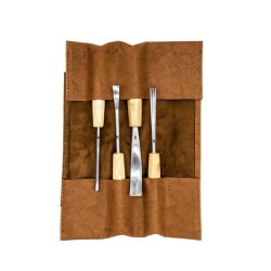 Rox Wood 0127 Deri Çantalı Premium Iskarpela Seti 4 Parça - 2